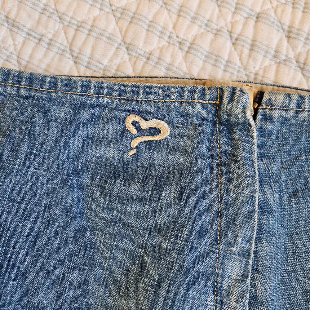 Y2k Euro Denim Low-Rise Knee Length Skirt - Size 26 - Picture 7 of 7